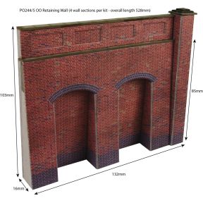 Metcalfe PO244 OO Gauge Red Brick Retaining Walls Card Kit