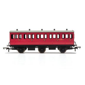 Hornby R40078A OO Gauge 6 Wheeled 3rd Class Coach BR Crimson E31085