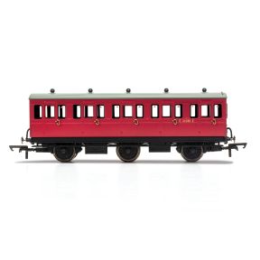 Hornby R40124A OO Gauge 6 Wheeled 3rd Class Coach BR Crimson E31085 With Lights