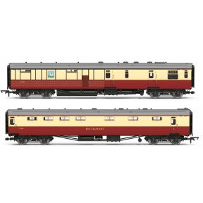 Hornby R40470 OO Gauge BR Tavern Car 'White Horse' & Composite Restaurant Coaches Twin Pack BR Crimson And Cream