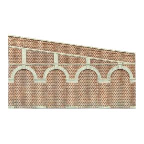 Hornby R7374 OO Gauge High Stepped Arched Retaining Walls x 2 Red Brick