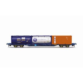 Hornby TT6057 TT Gauge Touax KFA Container Wagon with Tip Tanktainer SCI 20 Container and Bulk Haul Tanktainer