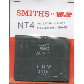 Smiths WTNT4 N Gauge Pre Grouping Era Wagon Tarpaulin Sheets Pack Of 10