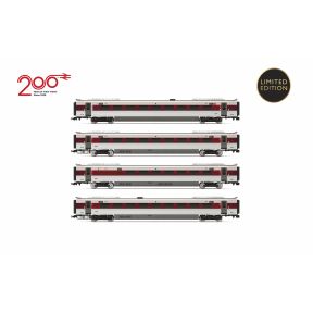 Hornby R40493 OO Gauge Class 801/2 LNER Azuma 4 Car Coack Pack Railway 200 Livery