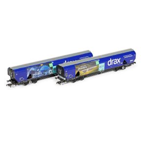 Hornby R60176A OO Gauge Double Pack Drax Biomass Wagons 83700698071-3 & 83700698009-3