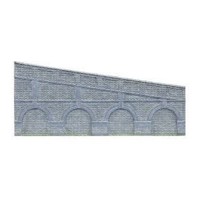 Hornby R7387 OO Gauge Mid Stepped Arched Retaining Walls x2 Engineers Blue Brick