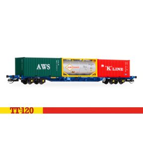 Hornby TT6030 TT Gauge KFA Container Wagon Touax with 3 x 20 Containers